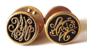 2 INICIALES Redondas Vintage Tono Dorado y Negro Metálico - Imagen 1 de 7