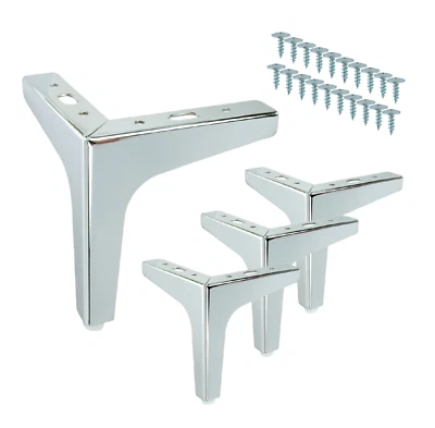 4x Chrome Möbelfüße 10-17 CM Möbelfuß Sockelfuß Schrankfuß Sofafuß Vitrinenfuß - Bild 1 von 4