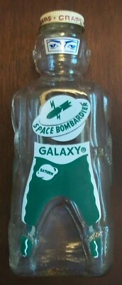 Botella de jarabe Galaxy Space Bombardier 1953 verde con tapa de uva espacio retro Foto 1 de 4
