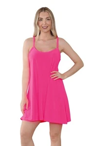 WOMENS CAMISOLE CAMI FLARED SKATER LADIES STRAPPY VEST TOP MINI DRESS - Picture 1 of 98