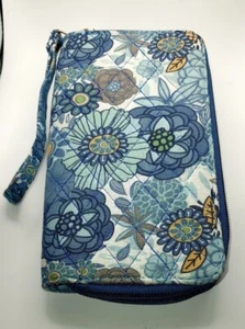 Blue Floral Linen Quilted Lady's Wallet - Bild 1 von 4