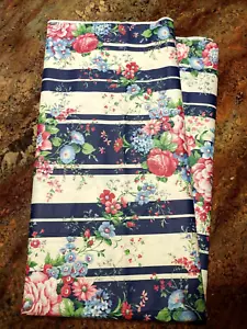Croscill 4,5 yds? Tessuto artigianale lucido vintage righe floreali 44"w - Foto 1 di 8