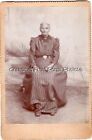 Cabinet Card Photo Sweet Grandmother Woman w Long Striped Dress 1880s