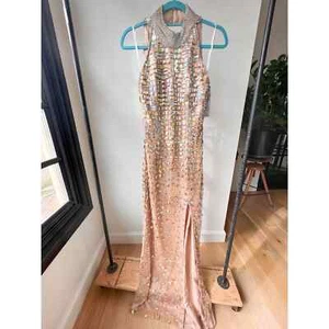 INTERLUDE USA formelles Kleid aus Damen Champagner Gold Strass/Pailletten Größe 6 - Bild 1 von 14