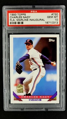 Topps Florida Marlins 1993 inauguración #730 Charles Nagy PSA 10 gemas como nuevo POP 1 Foto 1 de 4