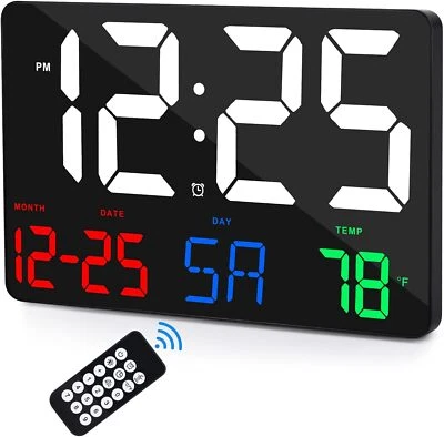 Digital Grande De 11.5" Reloj De Pared Con Control Remoto, Reloj De Pared Grande - Image 1 of 4