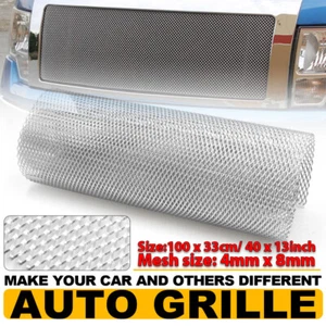 4x8mm Silver Aluminum Alloy Car Body Front Bumper Rhombic Grill Mesh 100 x 33cm - Picture 1 of 8