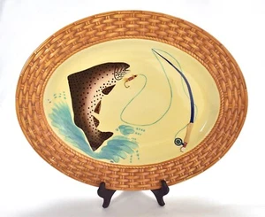 Trout Whimsey Ceramic Fishing PLATTER 16.5" - Picture 1 of 5