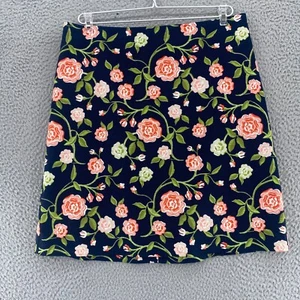 Ann Taylor Skirt Womens 10 Navy Multi Floral Mini A Line Stretch Casual Office - Picture 1 of 9