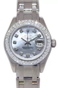Rolex Pearlmaster 18k White Gold MOP Diamond Ladies 29mm Watch +Box 80309 BRIL - Picture 1 of 12