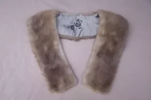 Vintage mid Century Genuine Mink Collar Taupe Used 7" x 3" Lined - Picture 1 of 2