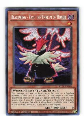 Yugioh SCHWARZFLÜGEL - VAYU DAS SYMBOL DER EHRE , blcr-en060 Secret Rare - Bild 1 von 2