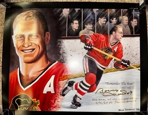 NHL Bobby Hull Blackhawks HOF Signed & Inscribed Lithograph 63/604 21"x17" - Picture 1 of 3