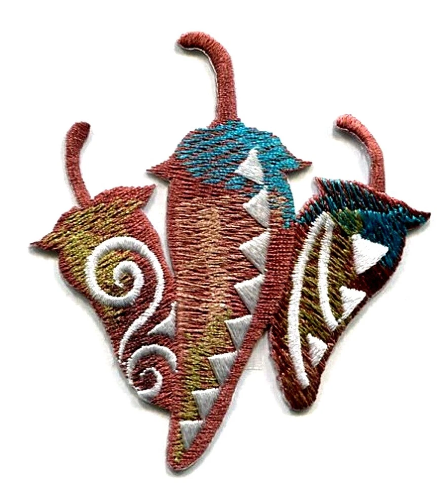 IRON ON PATCH SOUTHWESTERN CHILI PEPPER  2 3/4 X 3 inch - Image 1 of 1