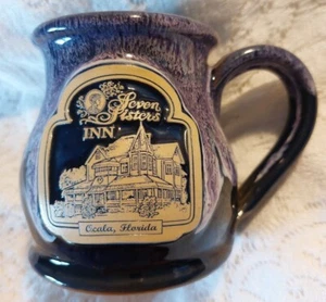 Seven Sisters Inn Deneen Hand Thrown Pottery 8.5oz. Coffee Cup Mug purple drip - Picture 1 of 7