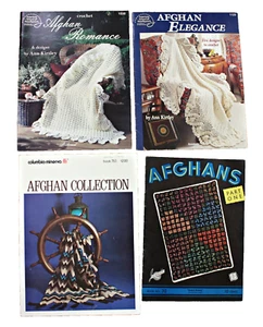 4 VTG CROCHETED AFGHANS Booklets COLUMBIA MINERVA & Others ~ 40's 70's 90's #015 - Picture 1 of 5