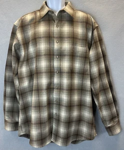 Pendleton Virgin Wool Shadow Plaid Lodge Shirt Made In Mexico Men’s XL Long NICE - Picture 1 of 9