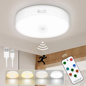 Rechargeable Motion Sensor Light with Remote, Battery Operated Ceiling Light 5 B - Picture 1 of 8