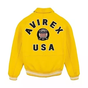 AVIREX Edición EE. UU. Chaqueta Icono Amarilla Chaqueta de Bombardero Militar, Moda para Hombre - Imagen 1 de 7