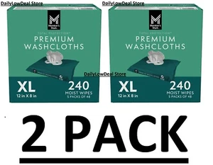 2 PACK Member's Mark 240 Adult Washcloth Disposable Moist Hand Face Body Wipes - Picture 1 of 7