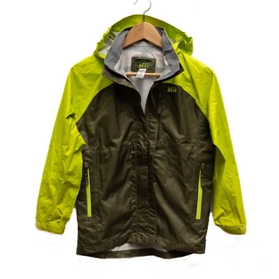 Chaqueta de Lluvia Rei Niños Talla 10-12 Verde Cremallera Completa Con Capucha Nylon Rompevientos Bolsillos Foto 1 de 4
