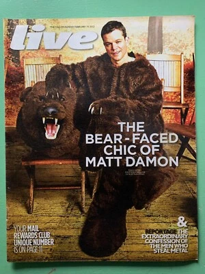 LIVE magazine 19-February-2012 MATT DAMON rare cover + 3 page interview - Image 1 of 2