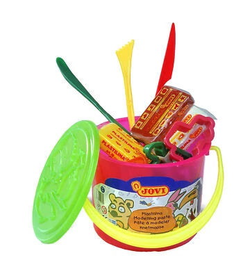 JOVI Bastelset Plastilin-Set Modelliermasse Knetmasse mit Zubehör im Eimer