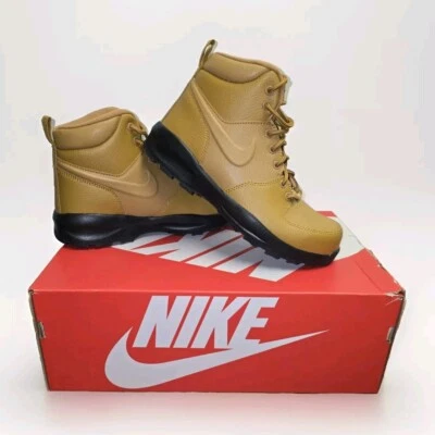 Nike Маноа кожи GS пшеницы коричневый бежевый черный ботинки BQ5372-700 размер 5Y новый в коробке - Изображение 1 из 4
