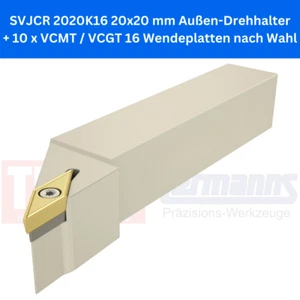 SVJCR 2020K16 20x20 mm Drehhalter + 10 x VCMT / VCGT 16 Wendeplatten nach Wahl - Picture 1 of 6