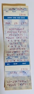 Full Unused 3/29/1978 Blue Oyster Cult  RARE ticket stub NJ Show was cancelled - Picture 1 of 3
