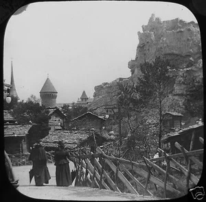 Glass Magic Lantern Slide LUCERNE NEAR THE CASTLE C1890 SWITZERLAND  - Picture 1 of 2