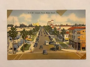Vintage 1942 Leinen Postkarte Lincoln Road Miami Beach Fla Florida FL verschickt - Bild 1 von 6