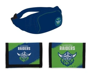 SET OF 2 CANBERRA RAIDERS NRL TEAM WAIST BAG BUMBAG & NYLON UNISEX SPORTS WALLET - Picture 1 of 3