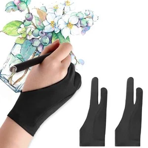 Artists Gloves 2 Pack Palm Rejection Gloves With Two Fingers For Paper Sketching - Picture 1 of 7