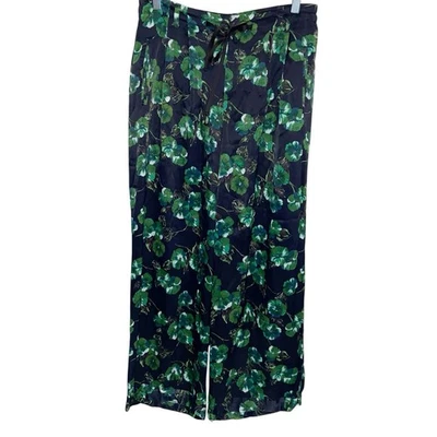 Pantalones Anthropologie Elevenses Mujer Talla 2 Floral Botánico Seda Pantalón Pierna Ancha Foto 1 de 4