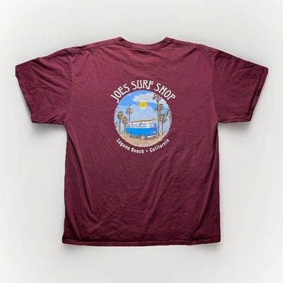 Camisa Joes Surf Shop Para Hombres XL Borgoña Laguna Beach California Camisa Manga Corta Foto 1 de 4