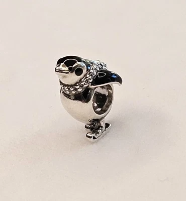 Authentic Pandora Pave Crystal Enamel Skiing Penguin Charm New! - Image 1 of 4
