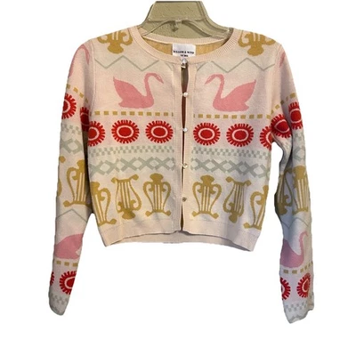 Cárdigan tejido Willow & Wind Swan arpa suéter boho cottagecore corte perla botón Foto 1 de 4