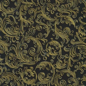 Robert Kaufman - Holiday Flourish Peppermint Twist - Swirls Black, BTY - Picture 1 of 8