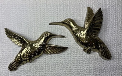 批量 2 件 复古 1986 金色蜂鸟墙板 塑料 Homco — 第 1/4 张图片