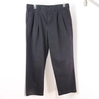 Pantalones chinos de negocios Croft & Barrow 36/38 negros plisados sarga pierna recta para hombre Foto 1 de 4