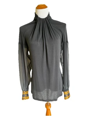 CLASS ROBERTO CAVALLI Black Jersey Blouse 8-10/44 - Image 1 of 4