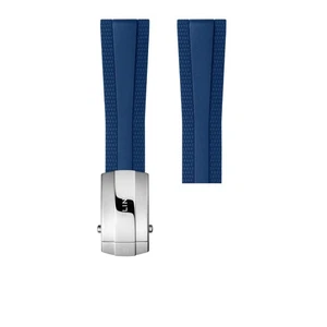 New 24mm Authentic BREITLING Rubber Strap Blue Diver Watch Band Silver Buckle - Picture 1 of 2