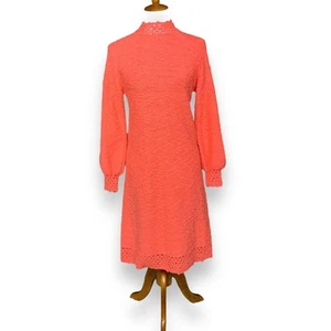 Abito maglia vintage anni 60 St John rosa corallo vescovo manica lunga taglia small Palm Royale - Foto 1 di 13