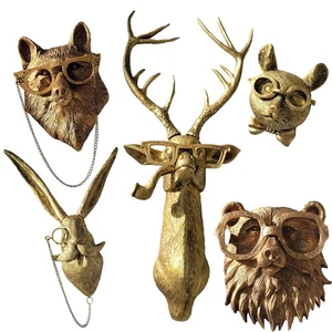 Messing Tierkopf Wanddeko Gold Tierköpfe Form Wandbehang zum Wohnen... - Bild 1 von 7
