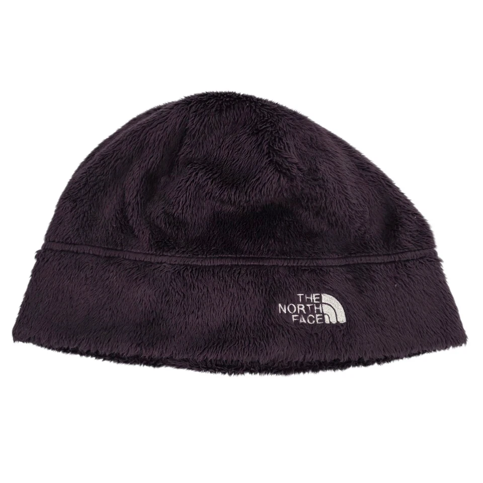 The North Face Fleece Beanie Hat One Size Purple Fuzzy Logo Embroidered  - Image 1 of 4