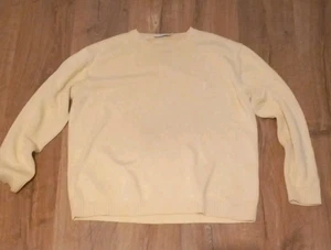 Vintage Men's YVES SAINT LAURENT Sherbet Yellow Cotton Knit Jumper Size L Large - Picture 1 of 7