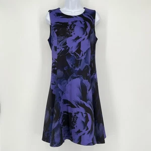 DKNY Rose Print Dress in Purple and Black Size 8 - Picture 1 of 8