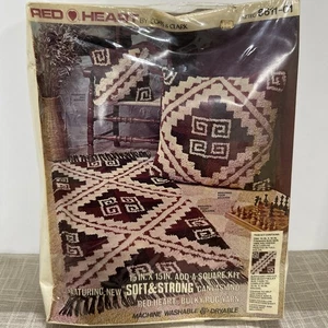 Tappeto vintage anni 70 rosso cuore chiusura gancio modello "Aztec" #6611 arte sud-ovest - Foto 1 di 7
