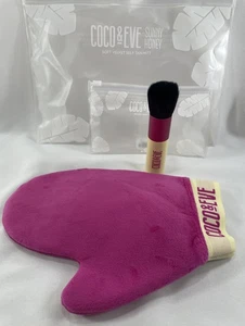 Coco & Eve Sunny Honey Velvet Self Tan Mitt & Deluxe Vegan Kabuki Brush - Picture 1 of 5